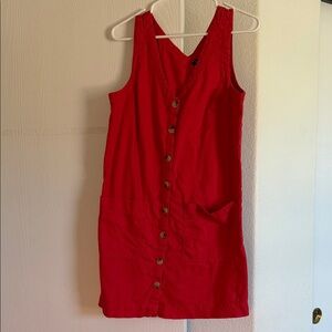 Red Button-Down Sleeveless Dress Old Navy